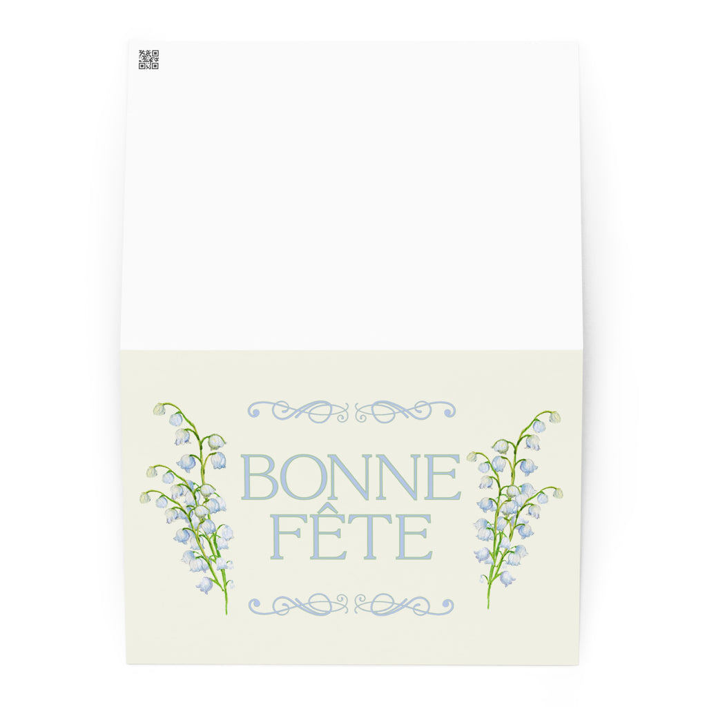 Bonne fête name day Greeting card, elegant floral design, blank inside with envelope