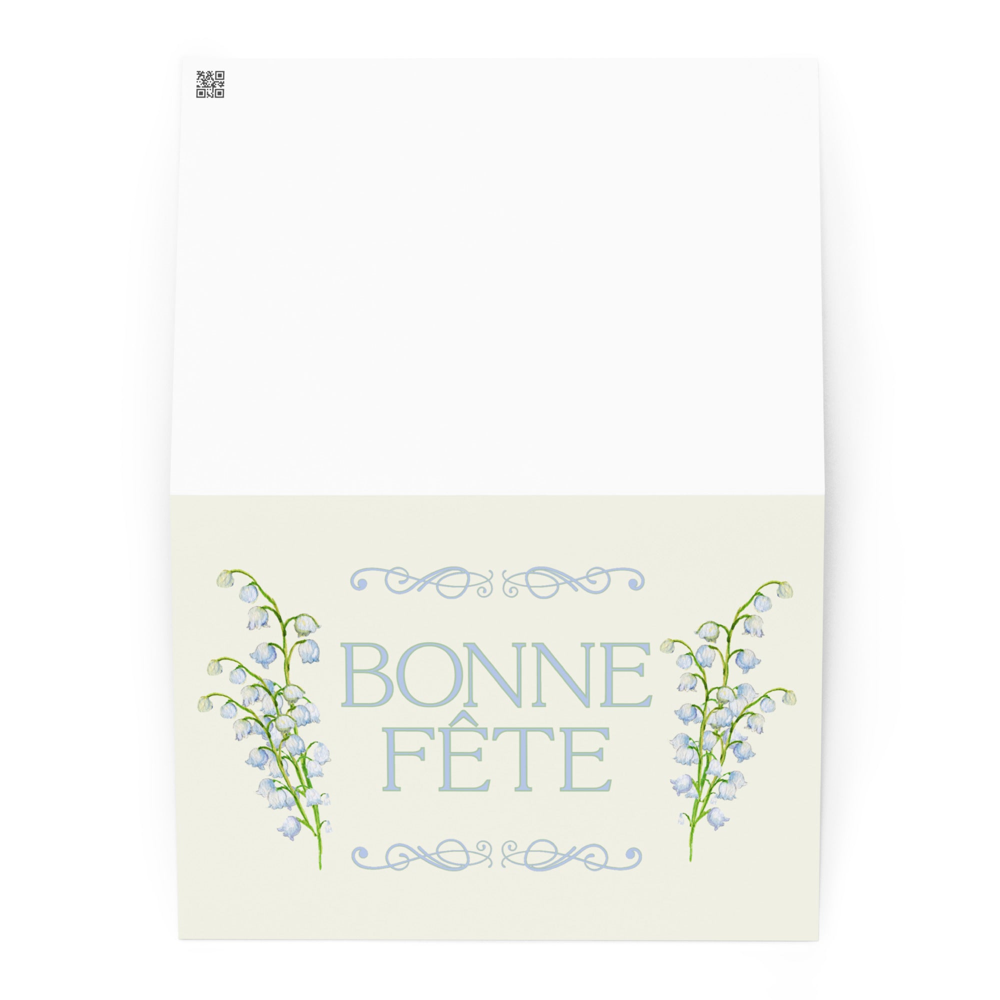 Bonne fête name day Greeting card, elegant floral design, blank inside with envelope
