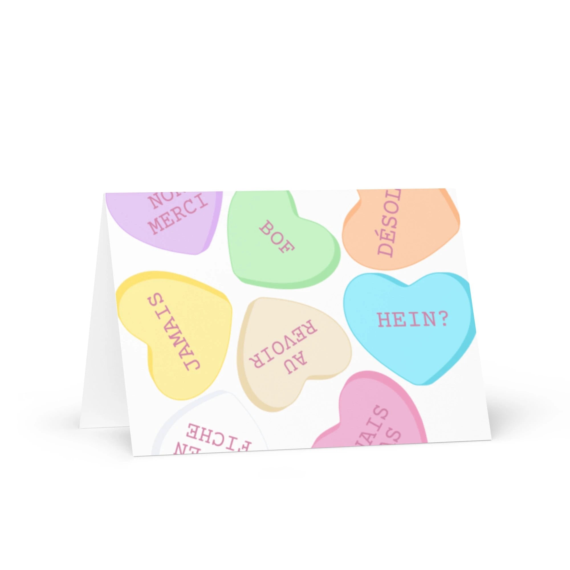 French Valentine's Day candy hearts Greeting card by La Vie Bien