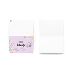 Meine Schwester German sister Greeting card, pink floral butterfly card for German family, blank with envelope