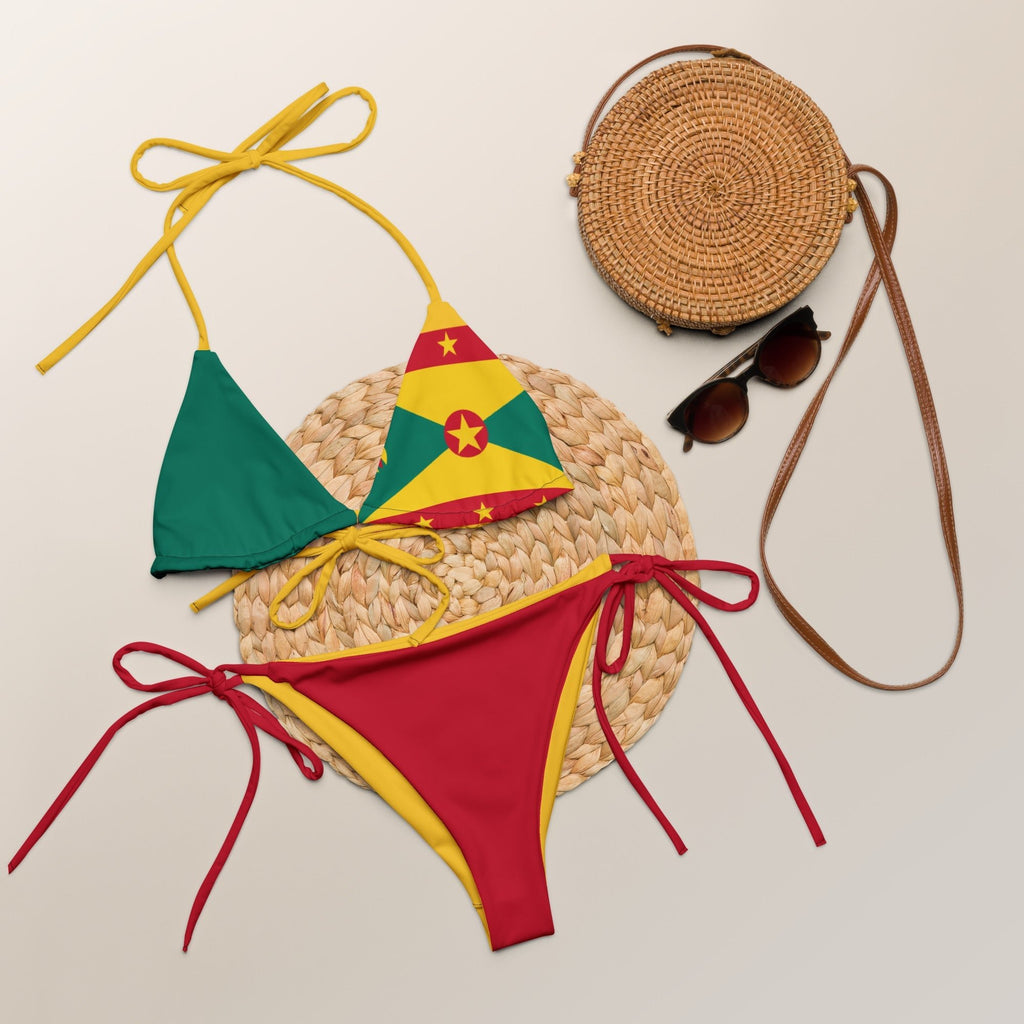 Grenada Flag All Over Print Recycled String Bikini All - Over Print Recycled String Bikini La Vie Bien Grenada Flag All Over Print Recycled String Bikini