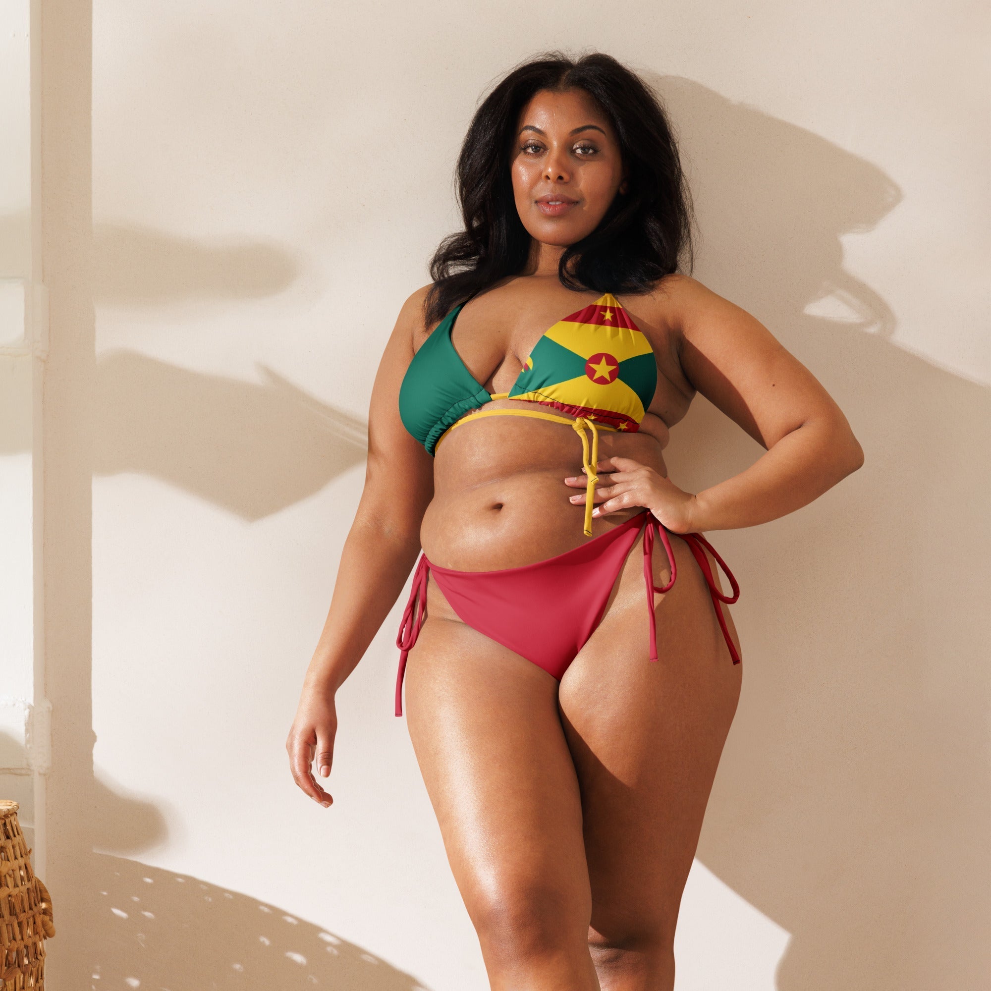 Grenada Flag All Over Print Recycled String Bikini All - Over Print Recycled String Bikini La Vie Bien Grenada Flag All Over Print Recycled String Bikini