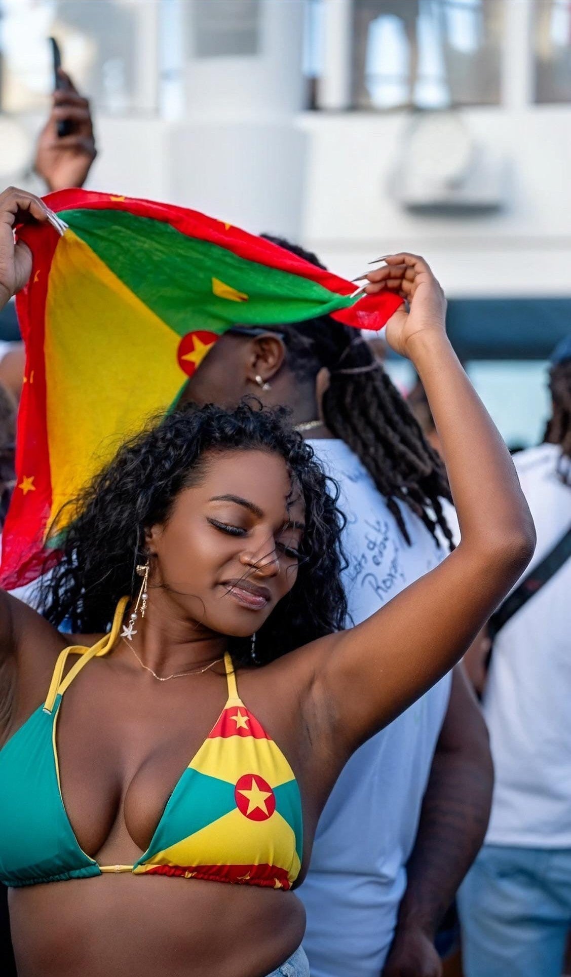 Grenada Flag All Over Print Recycled String Bikini All - Over Print Recycled String Bikini La Vie Bien Grenada Flag All Over Print Recycled String Bikini