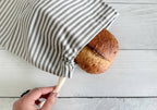 Grey Ticking Stripe Bread Bags, set of two by Dot and Army