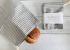 Grey Ticking Stripe Bread Bags, set of two by Dot and Army