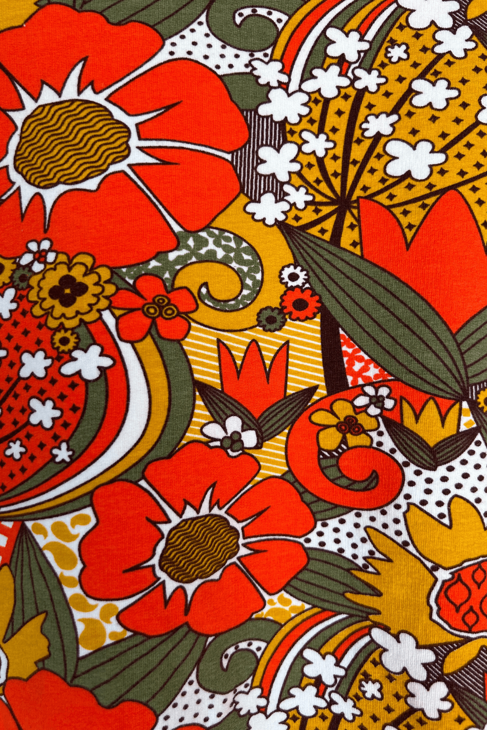Groovy Floral Pullover in Olive & Orange Sweatshirt La Vie Bien Groovy Floral Pullover in Olive & Orange
