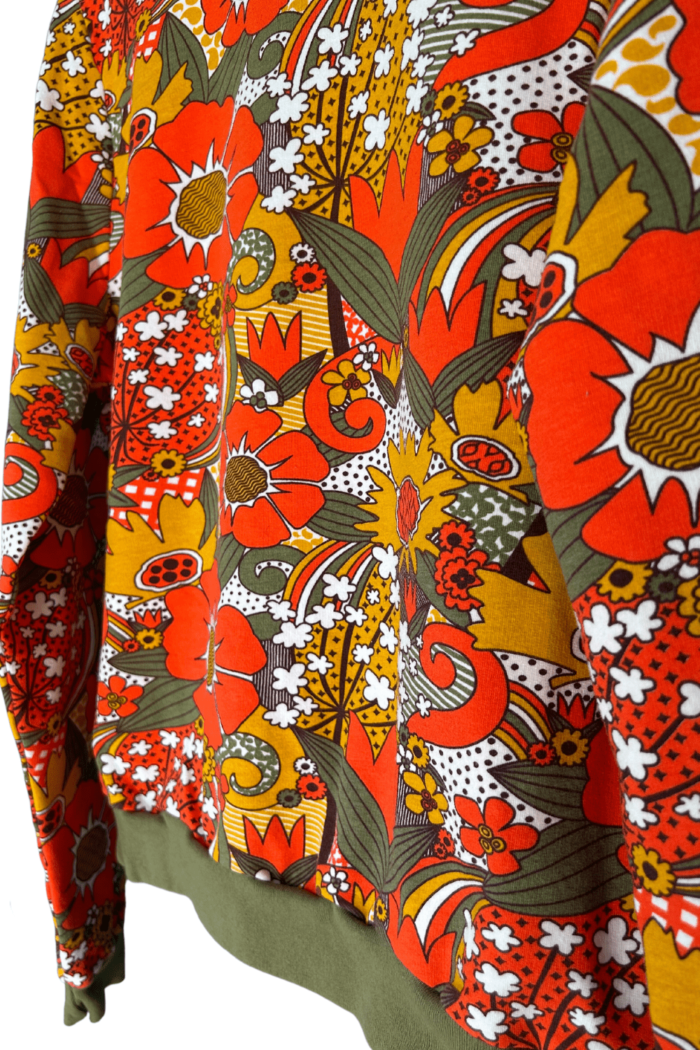 Groovy Floral Pullover in Olive & Orange Sweatshirt La Vie Bien Groovy Floral Pullover in Olive & Orange