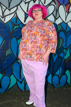Groovy Mushroom 3/4 Sleeve Tee in Sunset Allover print tee La Vie Bien Groovy Mushroom 3/4 Sleeve Tee in Sunset