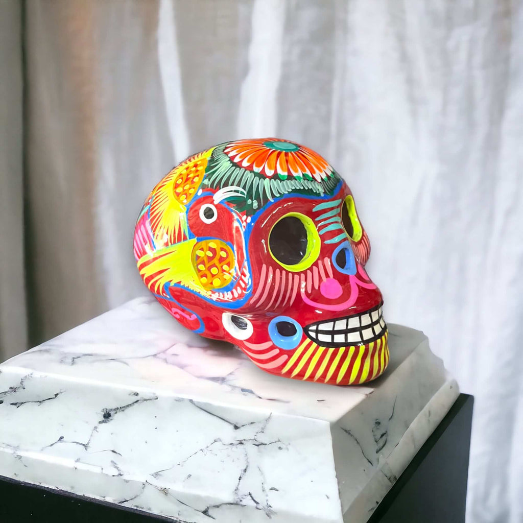 Guerrero Calavera Skull | Large Hand - Painted Day of the Dead Art Guerrero Statue La Vie Bien Guerrero Calavera Skull | Large Hand - Painted Day of the Dead Art