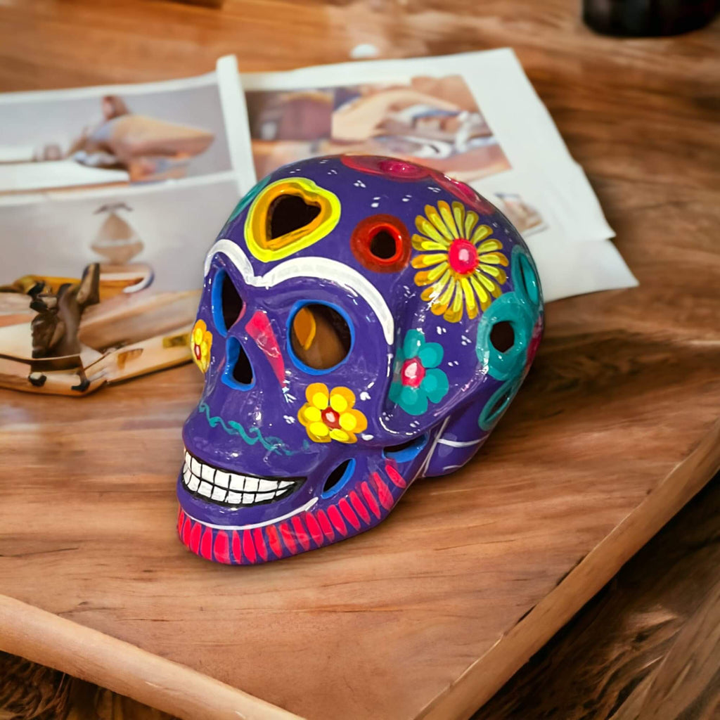 Guerrero Calavera Skull | Large Hand - Painted Day of the Dead Art Guerrero Statue La Vie Bien Guerrero Calavera Skull | Large Hand - Painted Day of the Dead Art