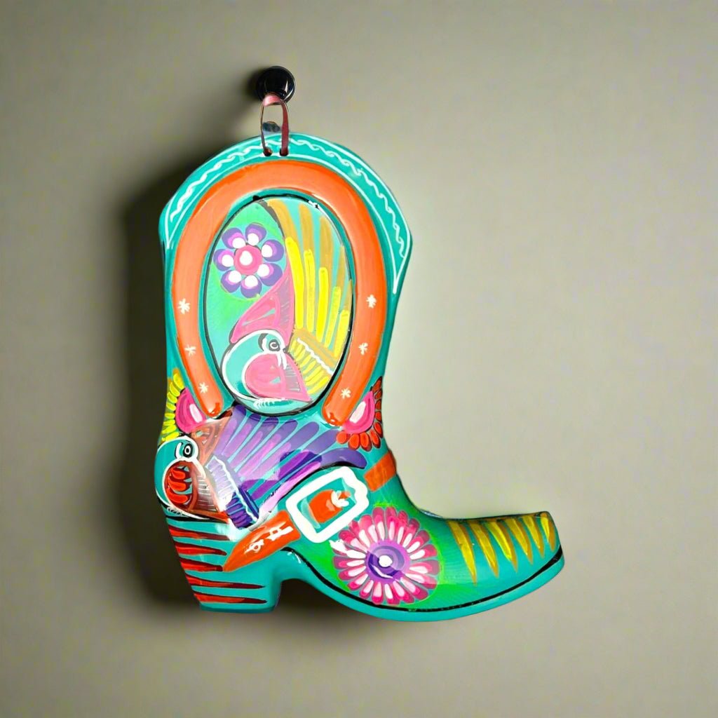 Guerrero Cowboy Boot Wall Art | Mexican Hand - Painted Pottery Decor Guerrero Statue La Vie Bien Guerrero Cowboy Boot Wall Art | Mexican Hand - Painted Pottery Decor