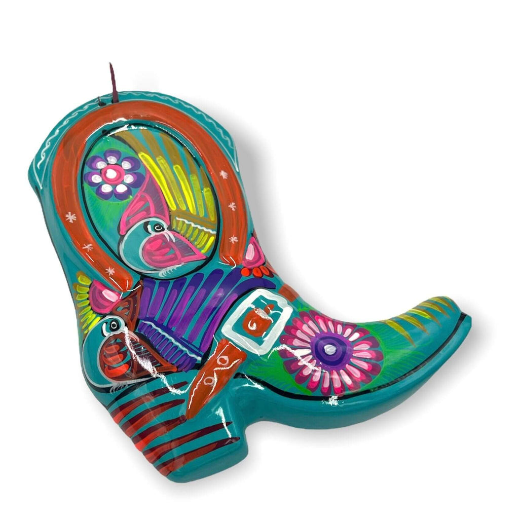 Guerrero Cowboy Boot Wall Art | Mexican Hand - Painted Pottery Decor Guerrero Statue La Vie Bien Guerrero Cowboy Boot Wall Art | Mexican Hand - Painted Pottery Decor
