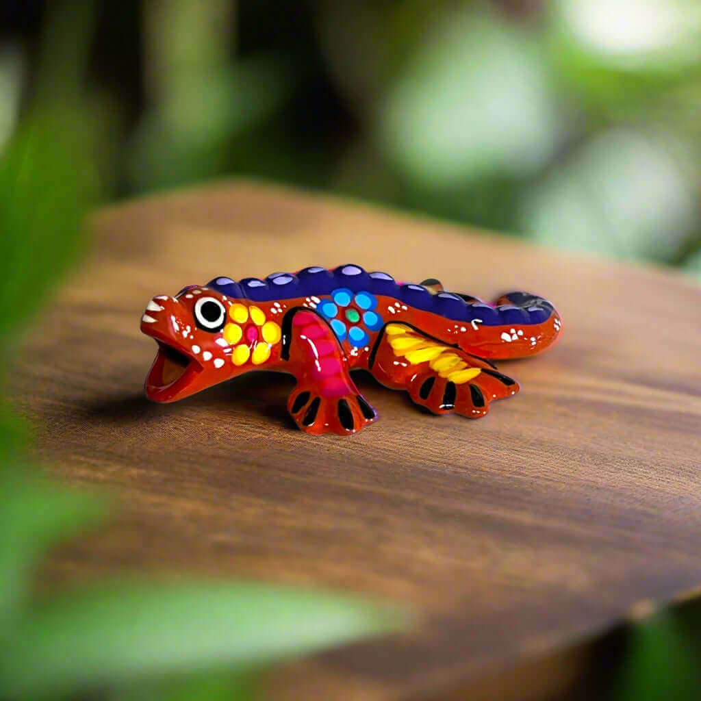 Guerrero Iguana Figurine | Colorful Hand - Painted Mexican Folk Art Guerrero Figurine La Vie Bien Guerrero Iguana Figurine | Colorful Hand - Painted Mexican Folk Art