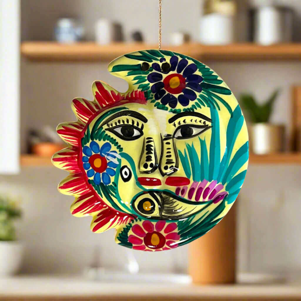 Guerrero Sun Moon Wall Art | Hand - Painted Mexican Eclipse Decor Guerrero Wall Art La Vie Bien Guerrero Sun Moon Wall Art | Hand - Painted Mexican Eclipse Decor