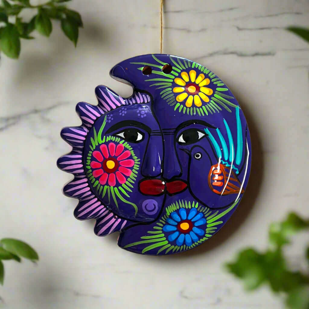 Guerrero Sun Moon Wall Art | Hand - Painted Mexican Eclipse Decor Guerrero Wall Art La Vie Bien Guerrero Sun Moon Wall Art | Hand - Painted Mexican Eclipse Decor
