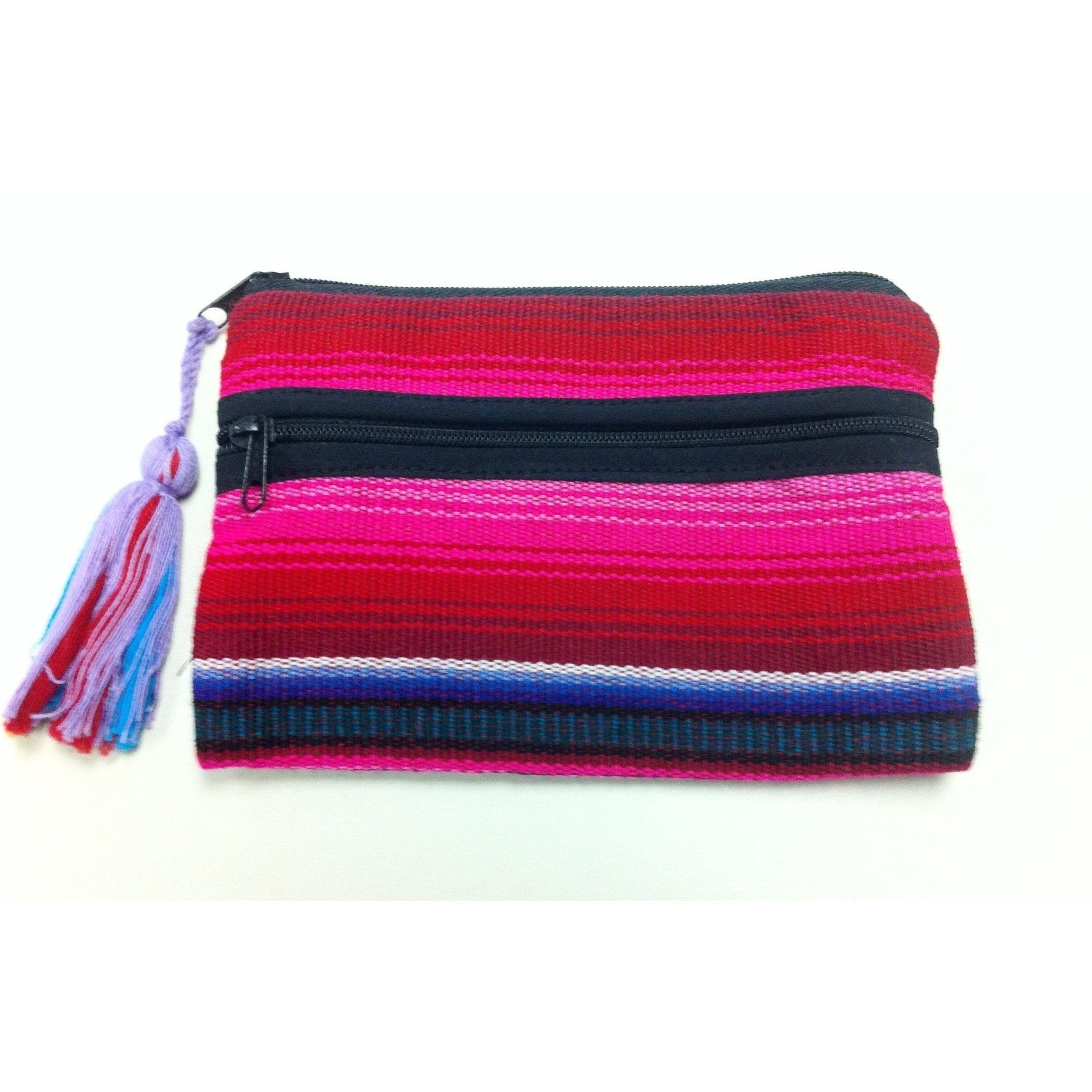 Hacienda 3 - Zipper Striped Boho Cosmetic Bag - Guatemala Bags La Vie Bien Hacienda 3 - Zipper Striped Boho Cosmetic Bag - Guatemala