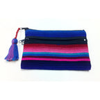 Hacienda 3 - Zipper Striped Boho Cosmetic Bag - Guatemala Bags La Vie Bien Hacienda 3 - Zipper Striped Boho Cosmetic Bag - Guatemala