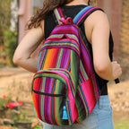 Hacienda Sarape Stripe Multicolor Backpack - Guatemala Bags La Vie Bien Hacienda Sarape Stripe Multicolor Backpack - Guatemala