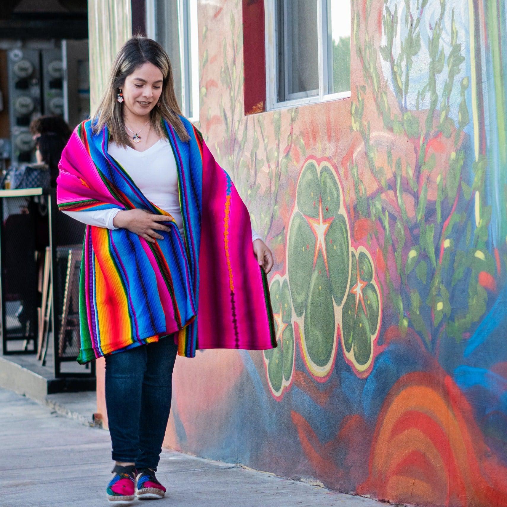 Hacienda Sarape Striped Colorful Blanket - Guatemala Decor La Vie Bien Hacienda Sarape Striped Colorful Blanket - Guatemala