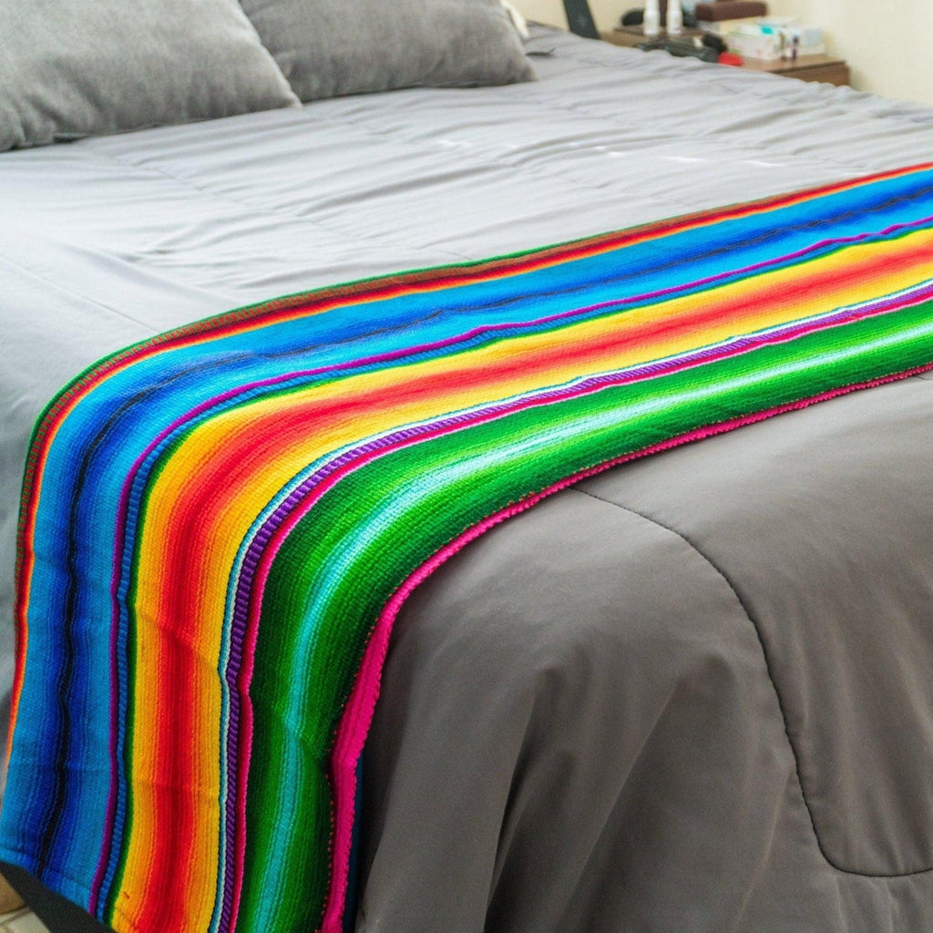 Hacienda Sarape Striped Colorful Blanket - Guatemala Decor La Vie Bien Hacienda Sarape Striped Colorful Blanket - Guatemala
