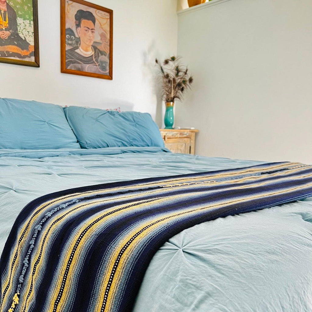 Hacienda Sarape Striped Colorful Blanket - Guatemala Decor La Vie Bien Hacienda Sarape Striped Colorful Blanket - Guatemala