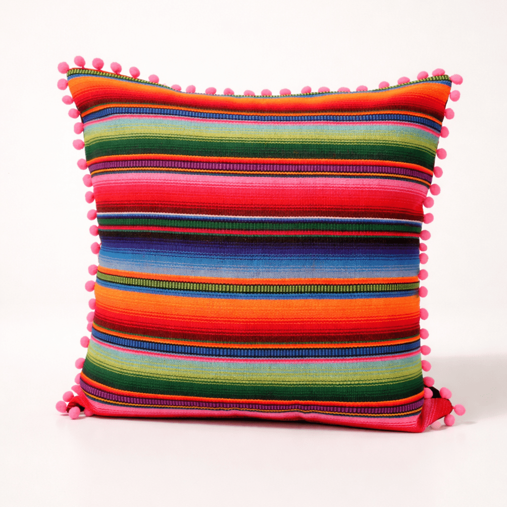 Hacienda Sarape Striped Colorful Pillow Cover Handwoven in Guatemala Decor La Vie Bien Hacienda Sarape Striped Colorful Pillow Cover Handwoven in Guatemala