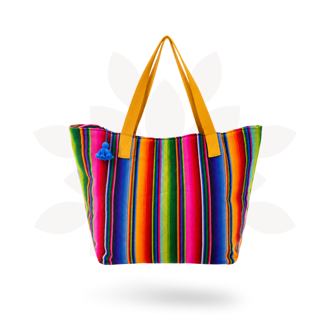 Hacienda Stripe Sustainable Computer Overnight Tote - Guatemala Bags La Vie Bien Hacienda Stripe Sustainable Computer Overnight Tote - Guatemala