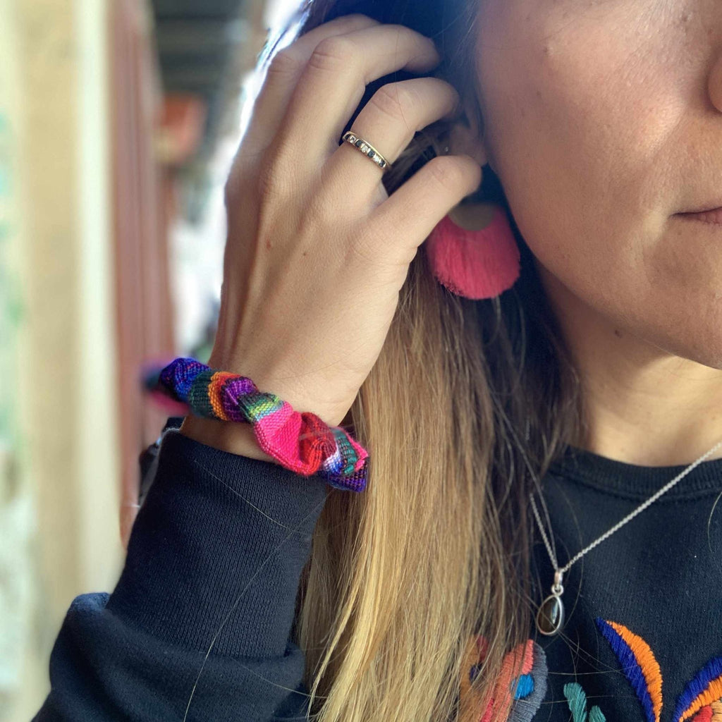 Hacienda Striped Multicolor Scrunchie - Guatemala Accessories La Vie Bien Hacienda Striped Multicolor Scrunchie - Guatemala