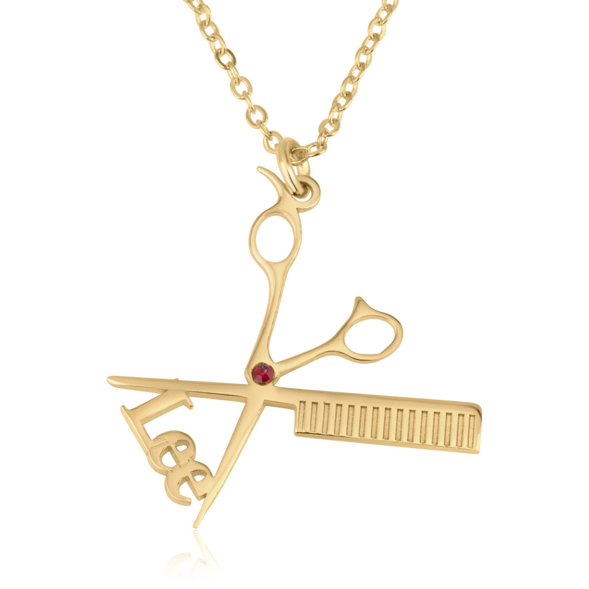 Hairdresser Scissor Necklace With Name And Birthstone La Vie Bien Hairdresser Scissor Necklace With Name And Birthstone