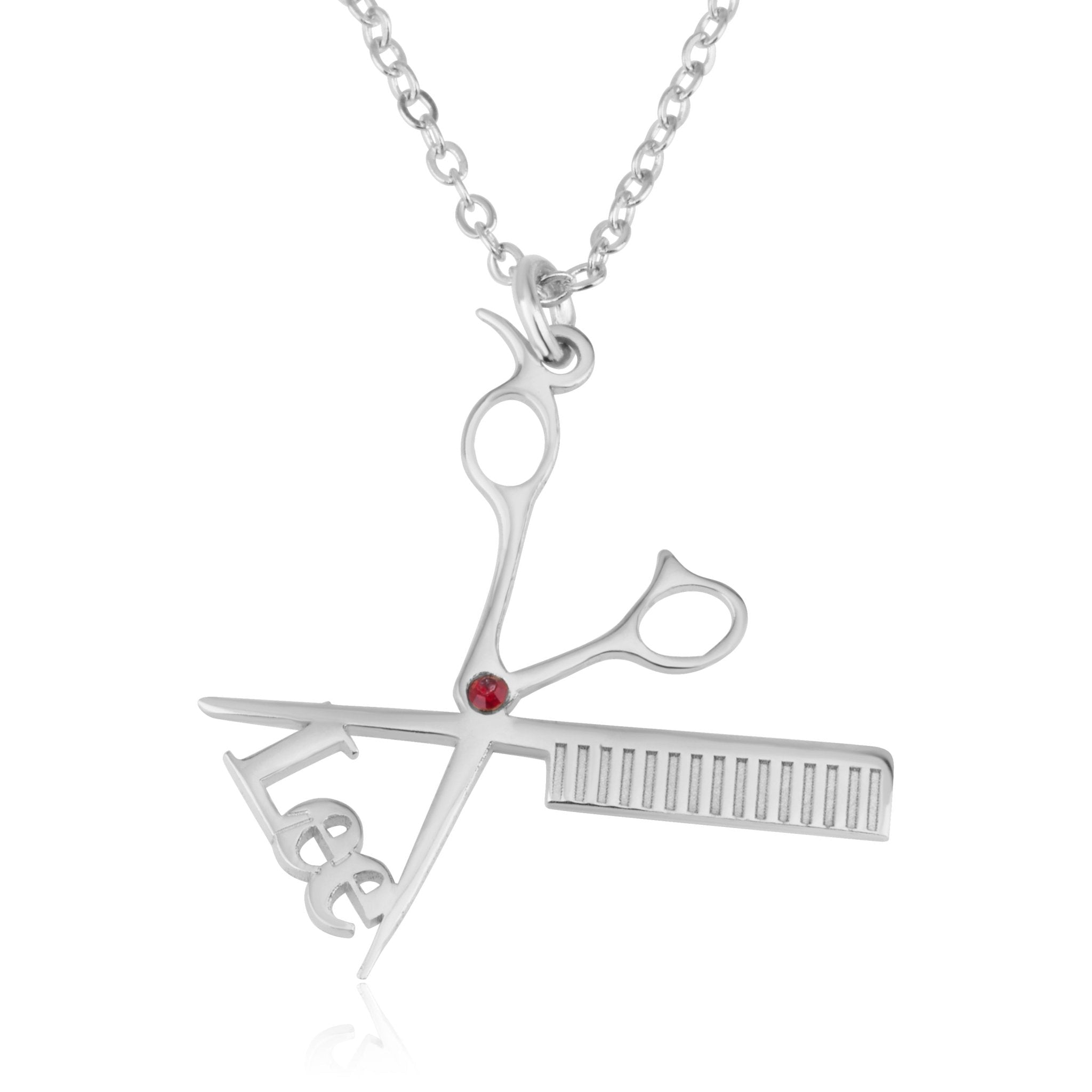 Hairdresser Scissor Necklace With Name And Birthstone La Vie Bien Hairdresser Scissor Necklace With Name And Birthstone