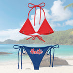 Haiti Flag All Over Print Recycled String Bikini All - Over Print Recycled String Bikini La Vie Bien Haiti Flag All Over Print Recycled String Bikini