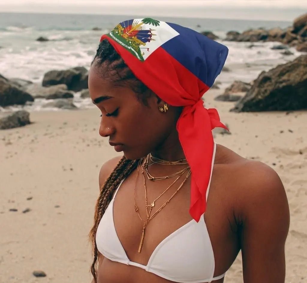 Haiti Flag Bandana All-Over Print Bandana La Vie Bien Haiti Flag Bandana