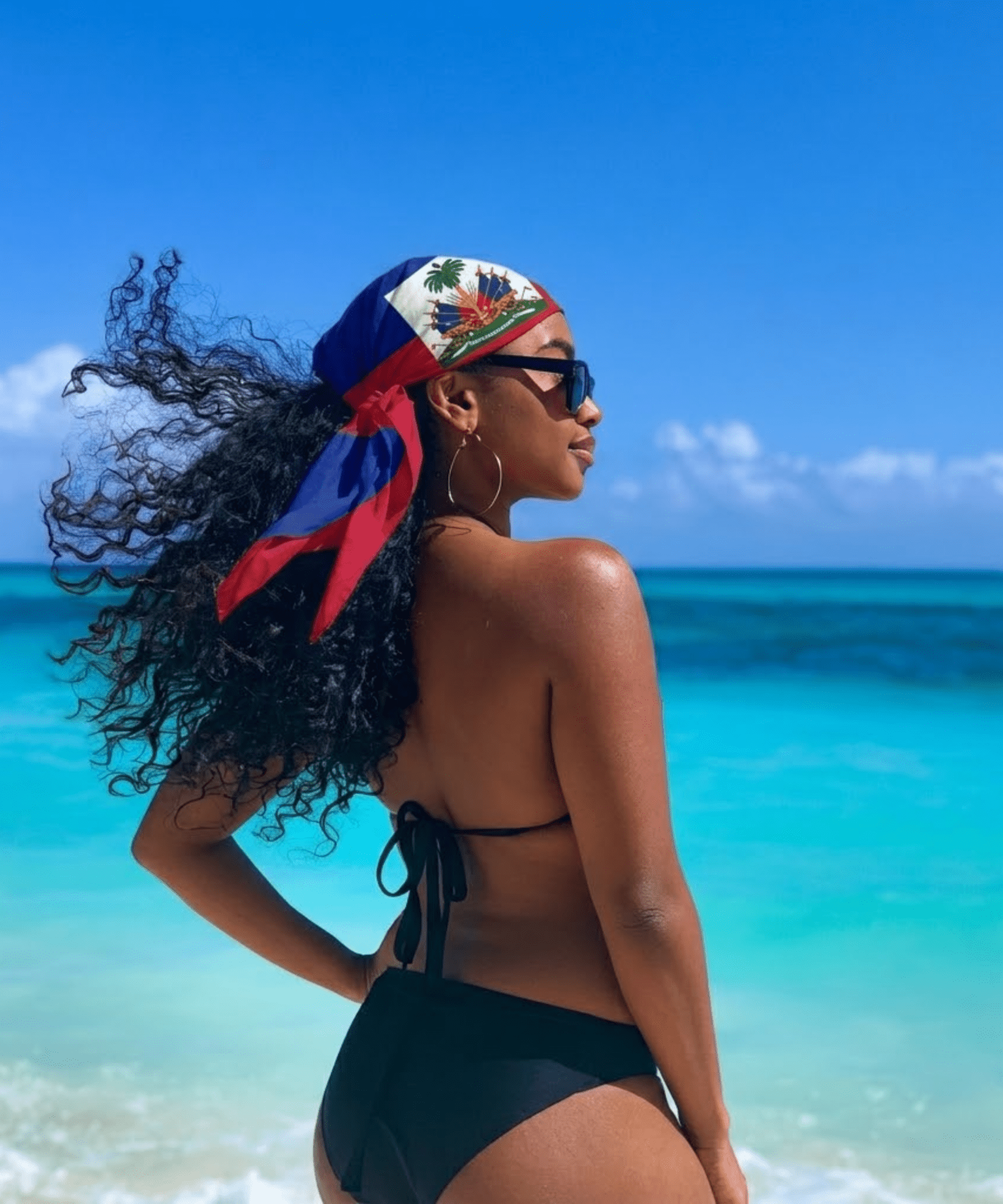 Haiti Flag Bandana All-Over Print Bandana La Vie Bien Haiti Flag Bandana