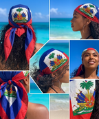 Haiti Flag Bandana All-Over Print Bandana La Vie Bien Haiti Flag Bandana
