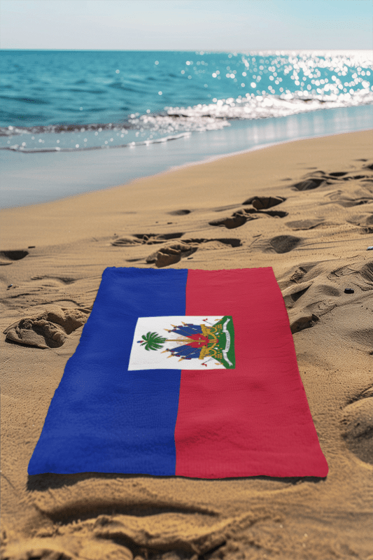 Haiti Flag Beach Towel Beach Towel (Generic Brand) La Vie Bien Haiti Flag Beach Towel