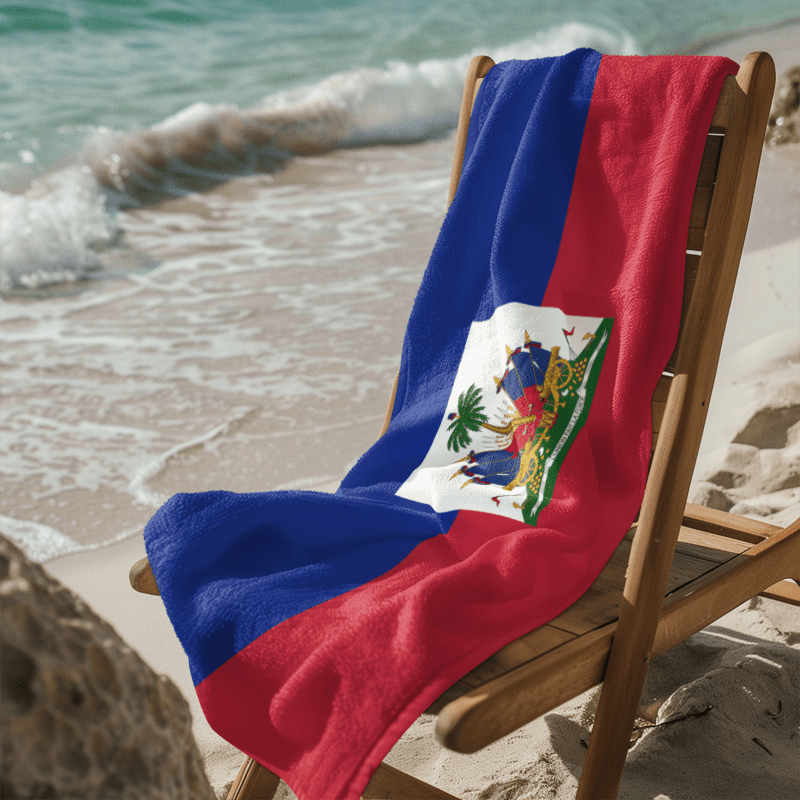 Haiti Flag Beach Towel Beach Towel (Generic Brand) La Vie Bien Haiti Flag Beach Towel
