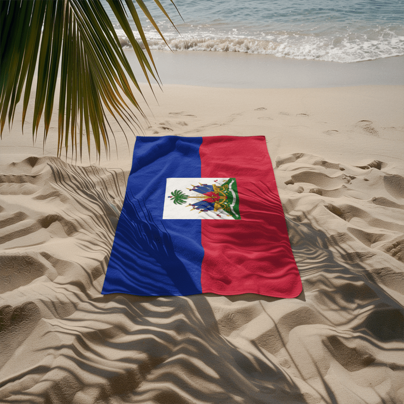 Haiti Flag Beach Towel Beach Towel (Generic Brand) La Vie Bien Haiti Flag Beach Towel