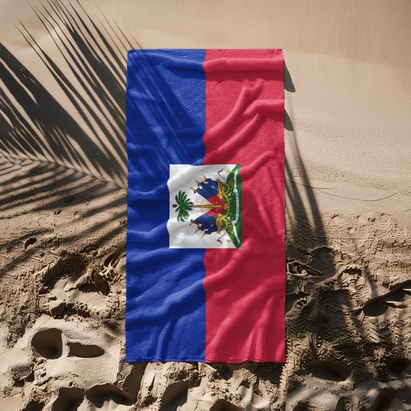 Haiti Flag Beach Towel Beach Towel (Generic Brand) La Vie Bien Haiti Flag Beach Towel