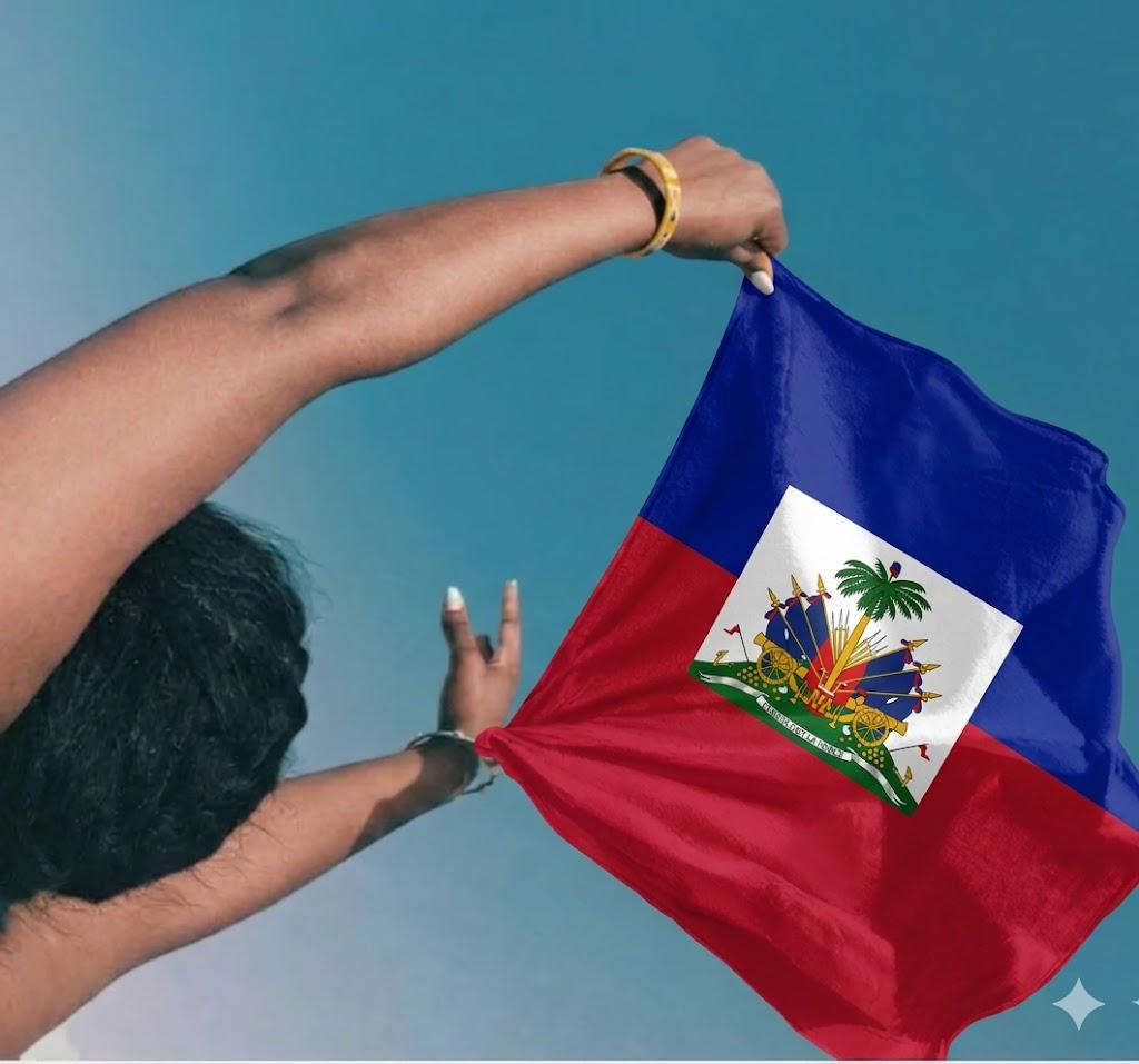 Haiti Flag Rally Towel Rally Towel La Vie Bien Haiti Flag Rally Towel