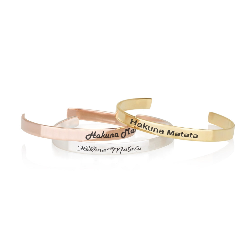 Hakuna Matata Engraved Cuff Bracelet La Vie Bien Hakuna Matata Engraved Cuff Bracelet