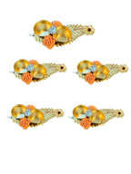 Haldi Kumkum Plate with Feather & Flower, Set of 5 Traditional Gifts La Vie Bien Haldi Kumkum Plate with Feather & Flower, Set of 5