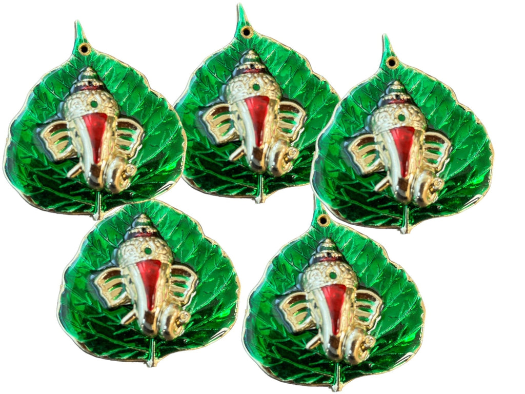 Haldi Kumkum Plate with Ganesha & Leaf, Set of 5 Traditional Gifts La Vie Bien Haldi Kumkum Plate with Ganesha & Leaf, Set of 5
