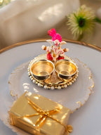 Haldi Kumkum Plate with Ganesha Traditional Gifts La Vie Bien Haldi Kumkum Plate with Ganesha
