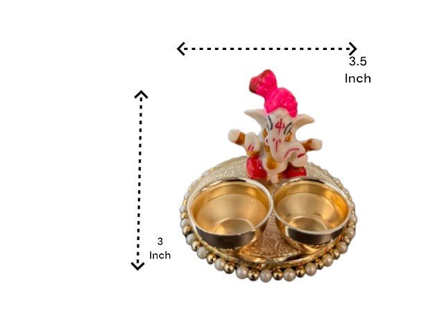 Haldi Kumkum Plate with Ganesha Traditional Gifts La Vie Bien Haldi Kumkum Plate with Ganesha