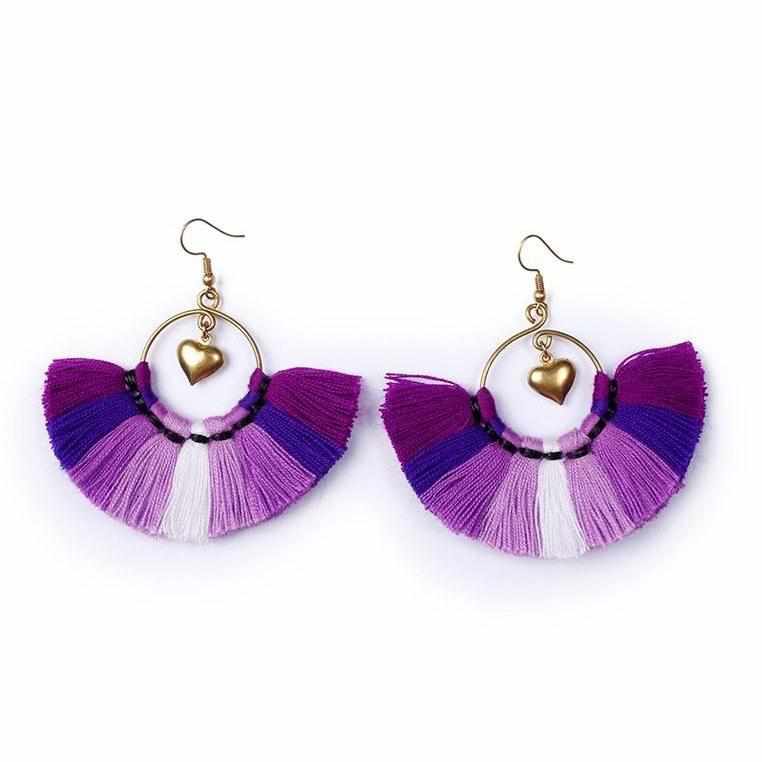 Half Moon Charmed Earrings - Thailand Jewelry La Vie Bien Half Moon Charmed Earrings - Thailand