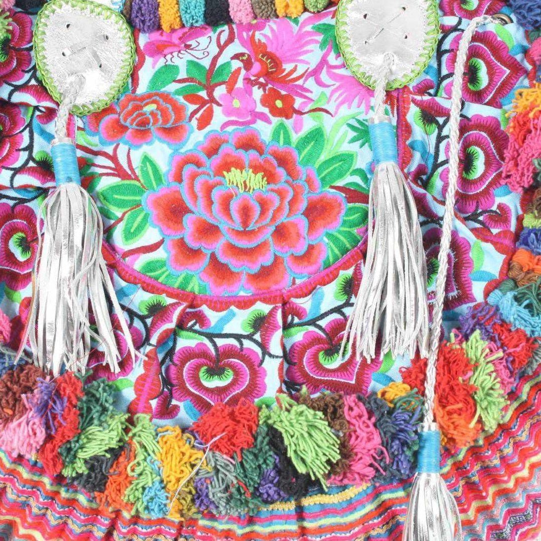 Half - moon Ibiza Bag Pom Pom Trimmed XL - Thailand Bags La Vie Bien Half - moon Ibiza Bag Pom Pom Trimmed XL - Thailand