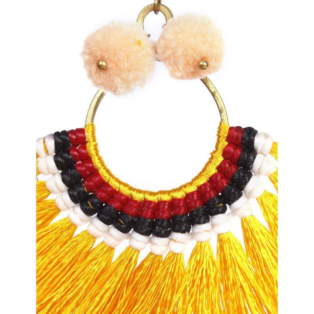 Half Moon PomPom Earrings - Thailand Jewelry La Vie Bien Half Moon PomPom Earrings - Thailand