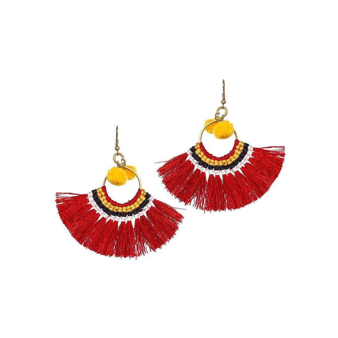 Half Moon PomPom Earrings - Thailand Jewelry La Vie Bien Half Moon PomPom Earrings - Thailand