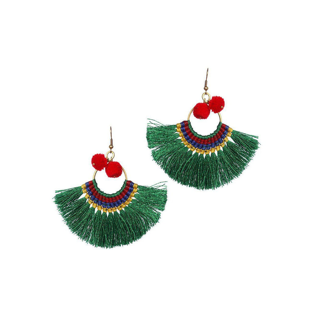 Half Moon PomPom Earrings - Thailand Jewelry La Vie Bien Half Moon PomPom Earrings - Thailand