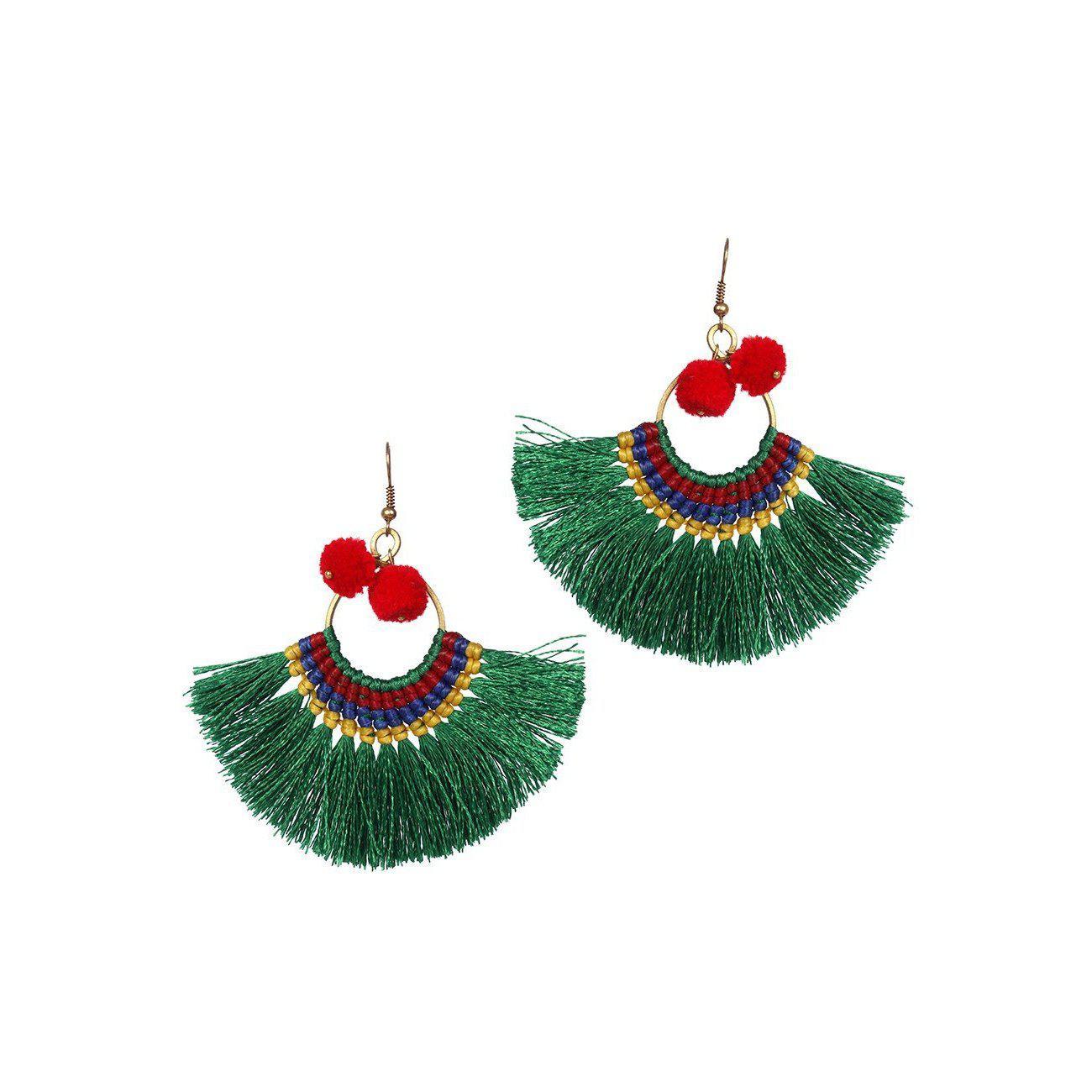 Half Moon PomPom Earrings - Thailand Jewelry La Vie Bien Half Moon PomPom Earrings - Thailand